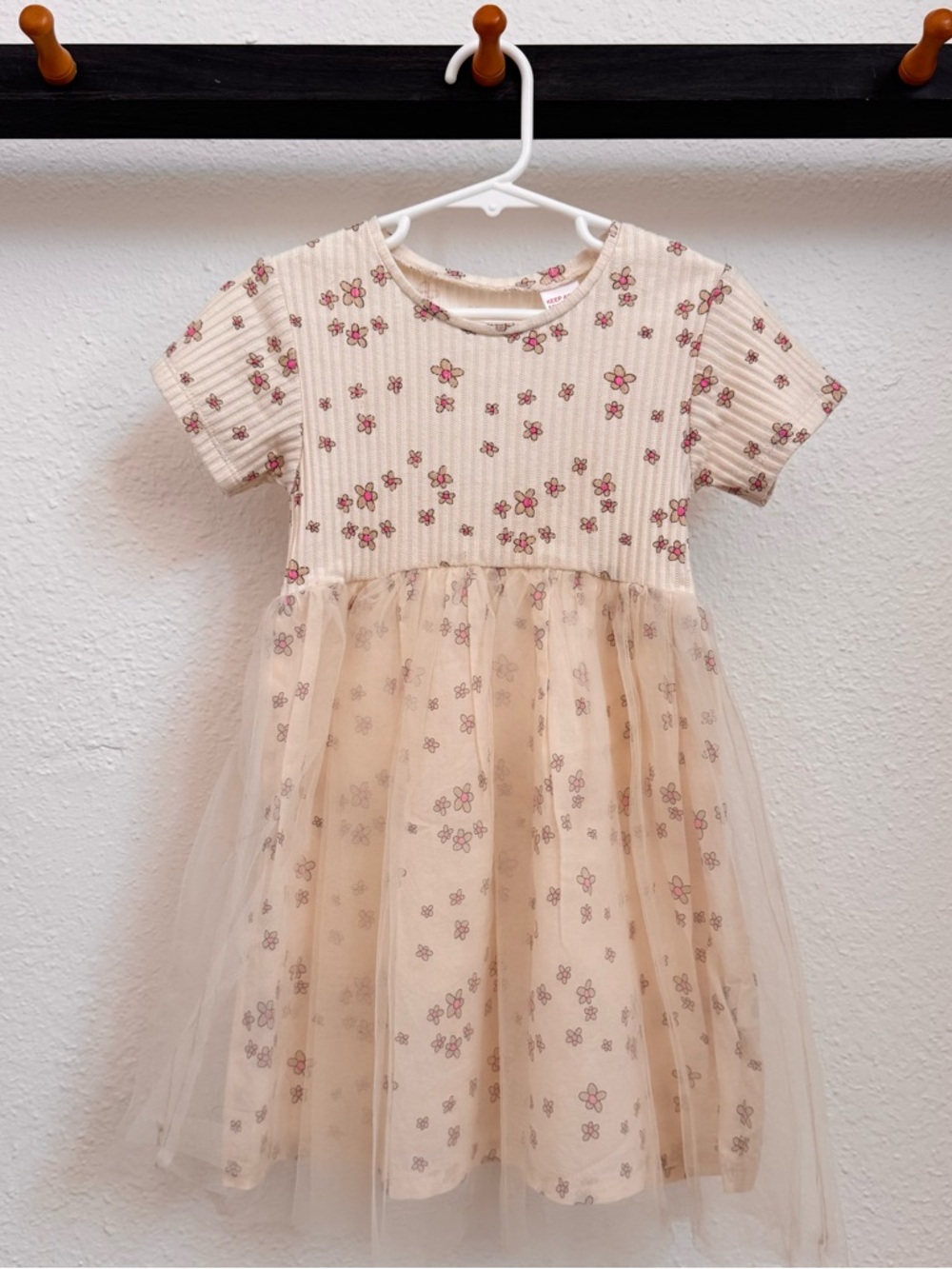 ZARA Girls' Cream Floral Tulle Dress